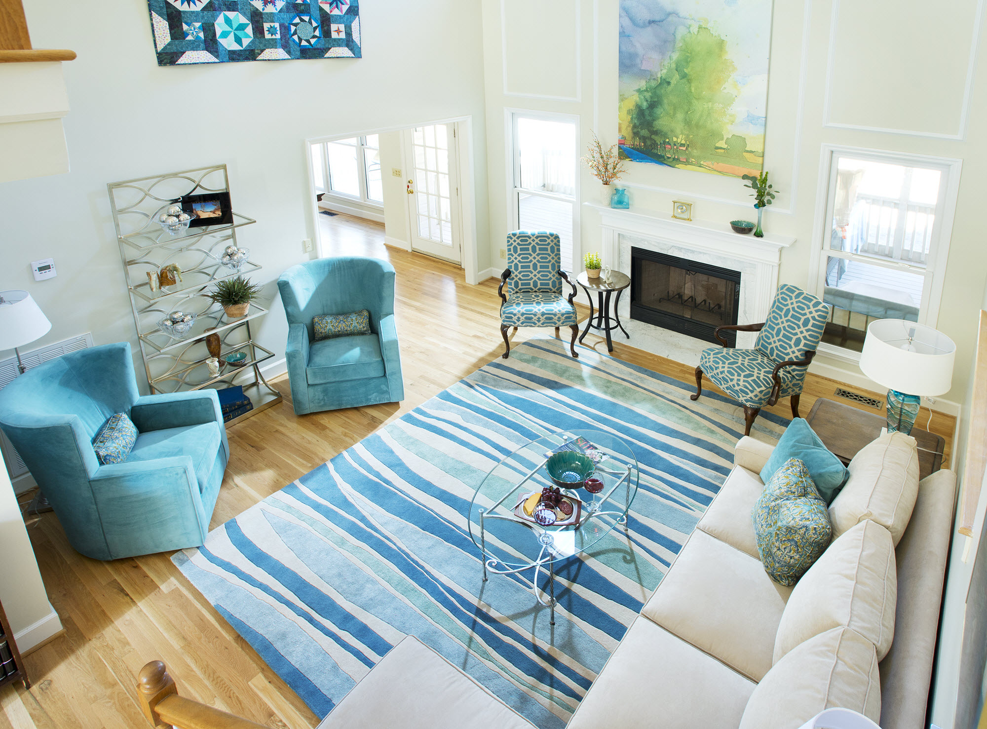Contemporary Blue Living Room